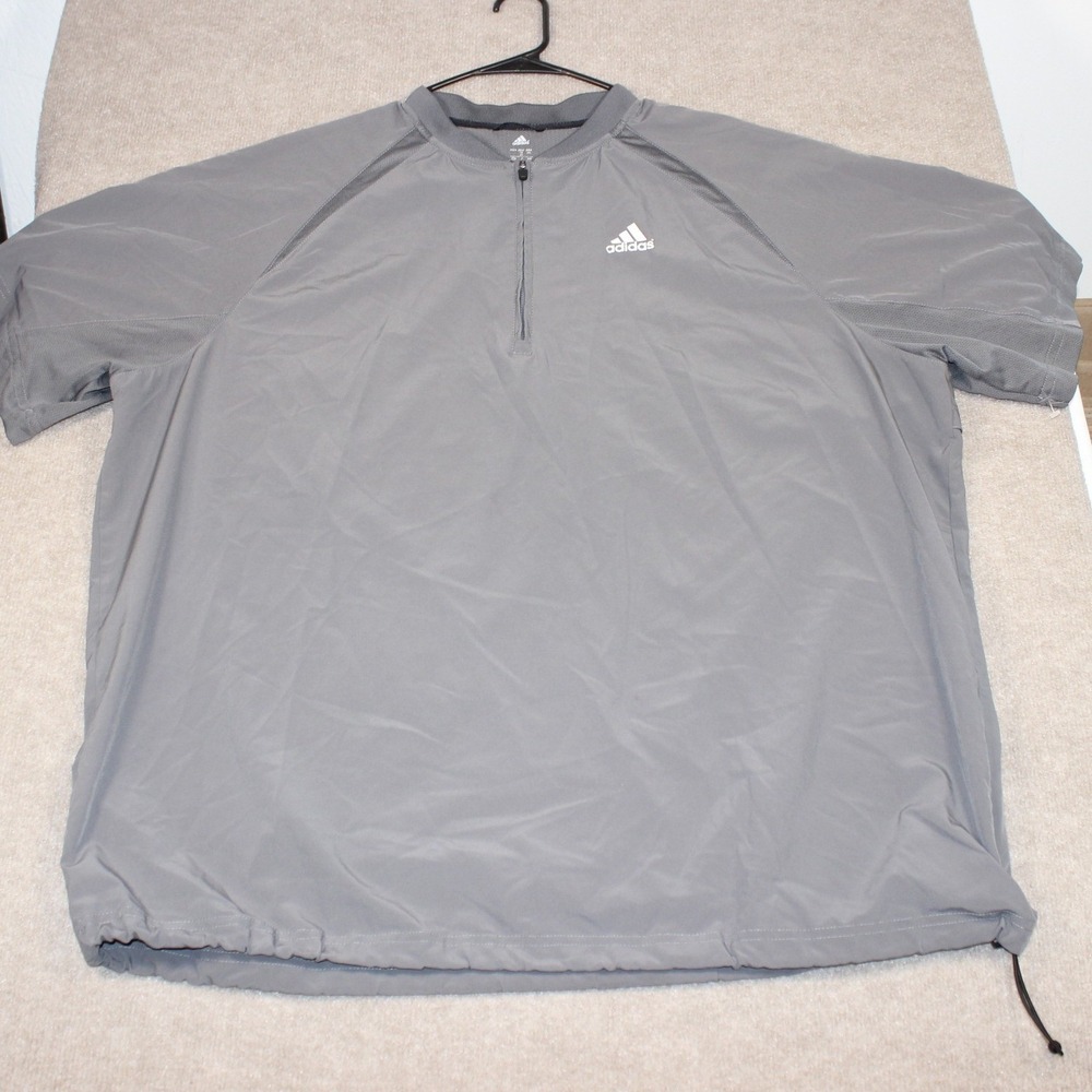 Adidas Golf Mens Gray Short Sleeve Quarter Zip Windbreaker Pullover 2XL